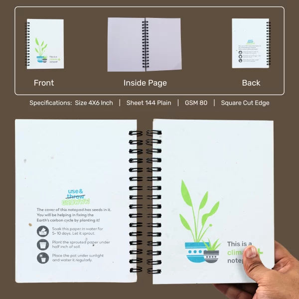 Enviro Scribe Plantable Wire-O Notebook | 4″x 6″ | 144 Plain Pages