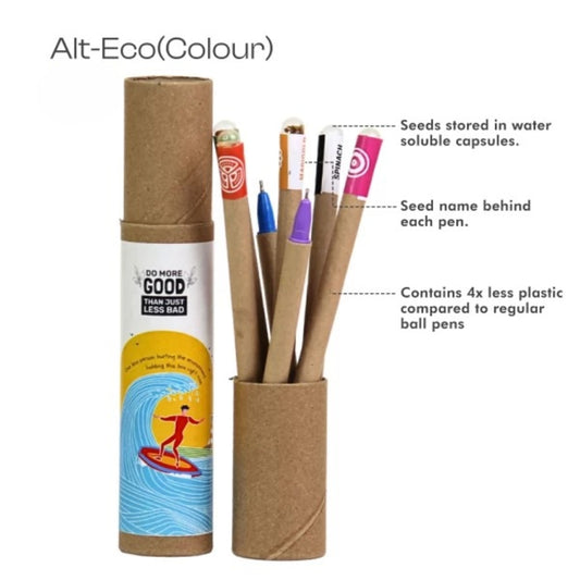 Plantable Alt-Eco (Color) Seed Colored Ink Pen Set (Pack of 7 Pens)