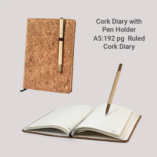 Cork Diary with Pen Holder A5 | 192 Ruled Pages